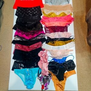 Victoria's Secret cheeky string bikini thong strappy caged lace satin panty lot